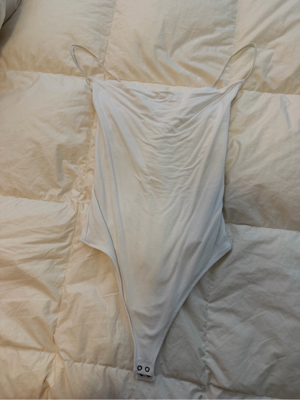 Women’s White Stretch Cami Bodysuit – cowl neck